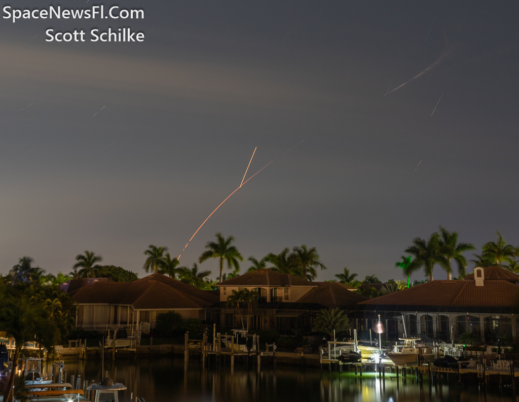 200 miles away liftoff RTLS streak shot from Marco Island
