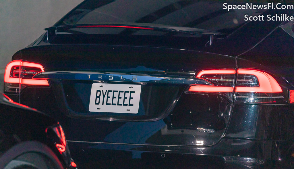 Two Black Tesla Were Waiting Outside To Take Crew 7 To The Pad