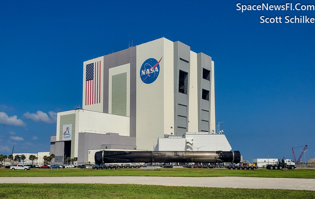 SpaceX B-1073-9 Transport In Front of VAB Heading To LC-39A For Integration