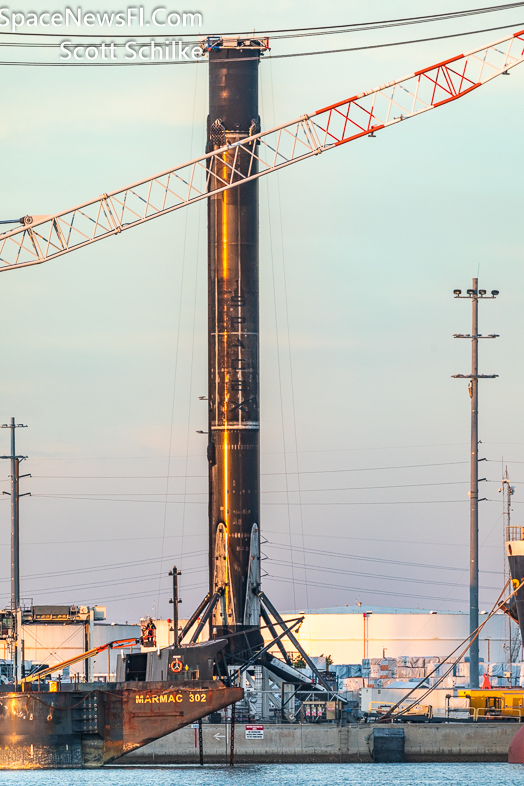 SpaceX Falcon 9 B-1058 Off Loaded From ASOG After The 17th Flight Port Canaveral