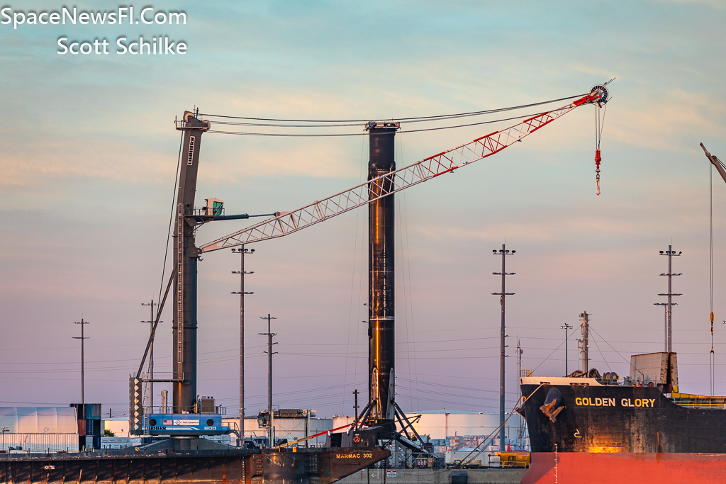 SpaceX Falcon 9 B-1058 Off Loaded From ASOG After The 17th Flight Port Canaveral