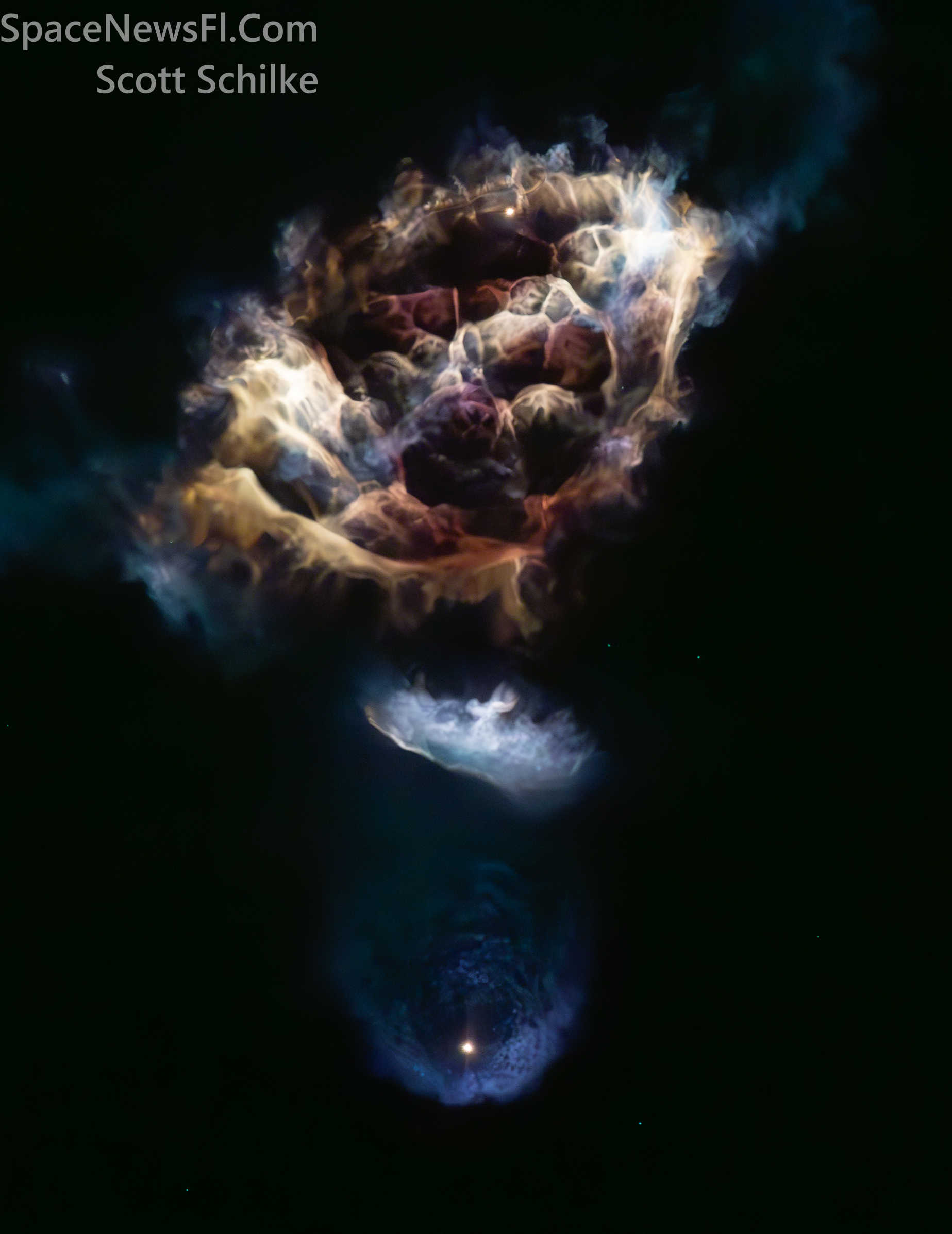 Nebula During First Stage Seperation Boost Back Burn & 2nd Stage Ignition