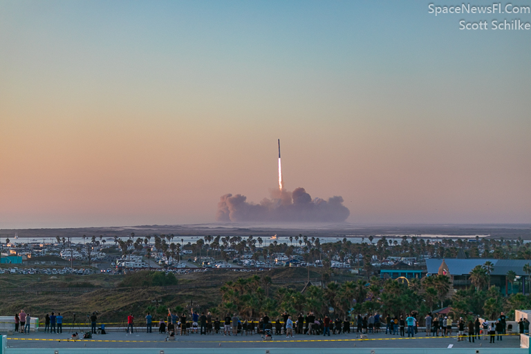 Wide View From South Padre Island Texas SpaceX Starship Launch